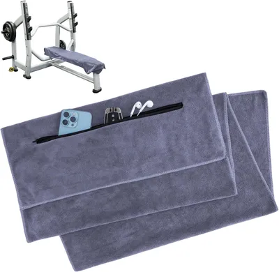 Imagen del producto de Toalla deportiva con bolsillo con cremallera, de 120 x 50 cm, de microfibra, ideal para yoga