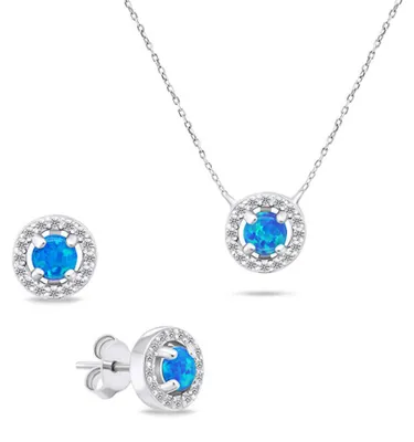 Produktbild von Charmantes Silber-Opal-Schmuckset SET225WB ( Ohrringe, Halskette)