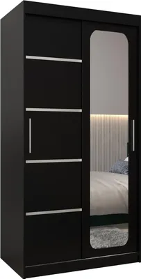 Produktbild von MEBLE KRYSPOL Promo 2100 Schlafzimmerschrank zwei Schiebetüren - Mattschwarz
