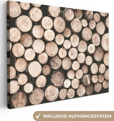 Produktbild von MuchoWow® - Leinwandbilder - Baumstämme - Winter - Natur, Wandbild, Wanddeko Bilder Wohnzimmer, 120x90 cm