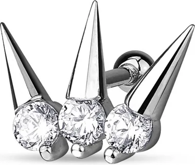 Produktbild von viva-adorno 1,2mm Helix Piercing 3 Spikes Kristall Stecker Cartilage Ohrpiercing Knorpelpiercing 316L Chirurgenstahl Z515.D4