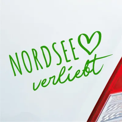 Produktbild von Auto Aufkleber Nordsee verliebt Herz See Norden Liebe Car 19x8 cm Hellgrün Sticker Heckscheibenaufkleber