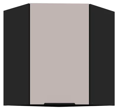 Produktbild von Küchen Eckhängeschrank 60x60 cm Küche ARONA Kaschmir beige matt + Schwarz matt Küchenzeile Küchenblock Einbauküche