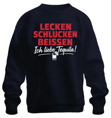 Immagine prodotto di Lecken, schlucken, mordere. Amo. Dichiarazione. Sarcasmo. Felpa con cappuccio, blu navy, taglia XXL