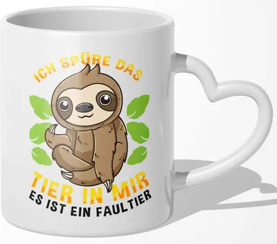 Produktbild von 22Feels Faultier Tasse Süßes Tier Spruchtasse Geschenk Wichteln Secret Santa Arbeitskollege Büro Humor Witzig Geburtstag Weihnachten Männer Frauen (Herzhenkel Weiss)