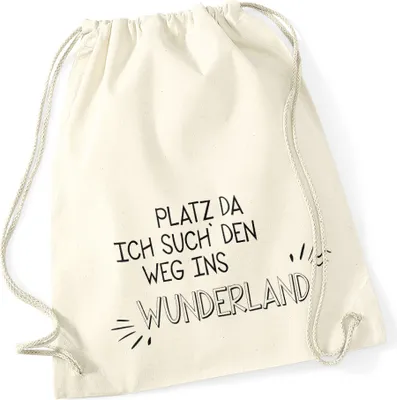 Produktbild von Turnbeutel Platz da ich such den Weg ins Wunderland Beutel Tasche Baumwolle