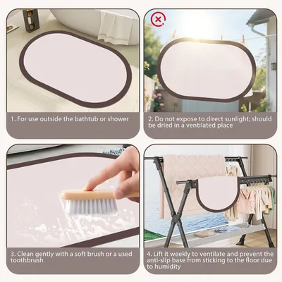 Produktbild von Badematte saugfähig rutschfest, oval Kieselsteine, beige, für Badezimmer