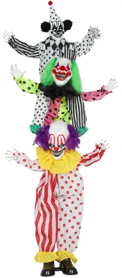 Imagen del producto de Payasos animatrónicos apilables para Halloween, con ojos rojos que se iluminan, ideales para decorar fiestas en interiores