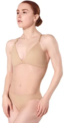 Produktbild von Capezio Plunge Neck Mesh Midriff Leotard, Nude, Small
