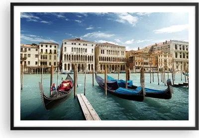 Produktbild von Gerahmtes Poster - Schwarzer Rahmen - Architektur venedig italien gondel - 91,5x61 cm - Wand Bild - Wanddeko - Wandbilder - Wandposter - Bilderrahmen - Bilder - Kunstdruck - Wandbild - P2BAA91x61-2705