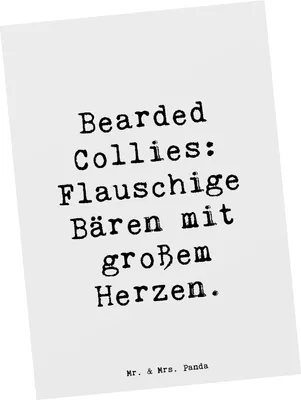 Produktbild von Mr. & Mrs. Panda Postkarte Spruch Bearded Collie Bärenherz - Weiß - Geschenk, Fotokarte, Eigenschaften, Hunderassen, Postkarten, Charmant, Ansichtskarten, Hunderasse
