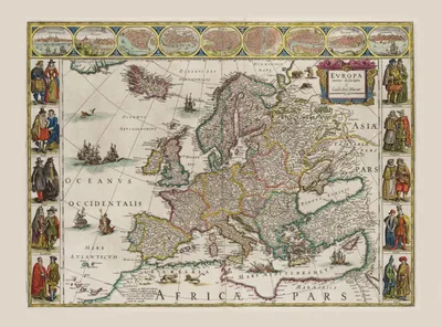 Immagine prodotto di L'Europa secondo Guilielmo Blaeuw - Carta murale su tela
