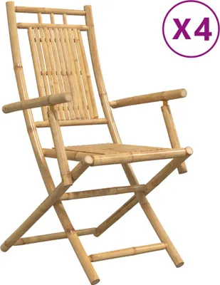 Produktbild von vidaXL Klappstühle, 4 Stück, 53 x 66 x 99 cm, Bambus