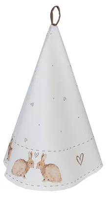 Produktbild von Clayre & Eef Geschirrtuch Ø 80 cm Weiß Braun Baumwolle Kaninchen