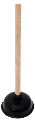 Produktbild von Toilettenpömpel mit Holzgriff und Gummisaugglocke für WC-Verstopfungen