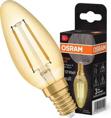 Produktbild von OSRAM Vintage 1906 LED CLASSIC B 1.5W 824 Gold E14 Lampe 120lm 2400K warmweiss wie 12W 4099854091599