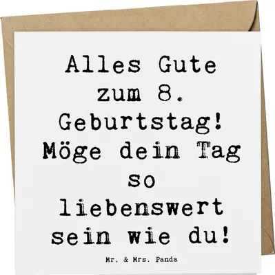 Produktbild von Mr. & Mrs. Panda Grußkarte Spruch 8. Geburtstag - Weiß - Geschenk, Happy Birthday, Spaß, feiern, anlasskarte, Klappkarte, Meilenstein, Glückwunschkarte, Dekoration