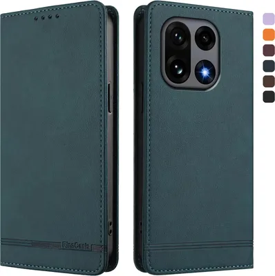 Produktbild von Hülle für OnePlus 15, Retro Kunstleder Ständer Klapphülle mit Kartenfächer und Magnetische Grün