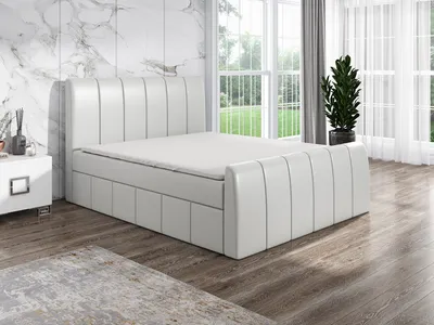 Produktbild von Boxspringbett JON 200 x 200 mit 2 Bettkästen, Bonell-Matratze und Topper. Farbe: Weiß