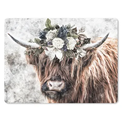 Produktbild von MuchoWow® Mauspad Mousepad Schottischer Hochländer - Rauch - Flora 40x30 cm - Mousepads - Maus Mat - Pad - Mausunterlage - Anti Rutsch