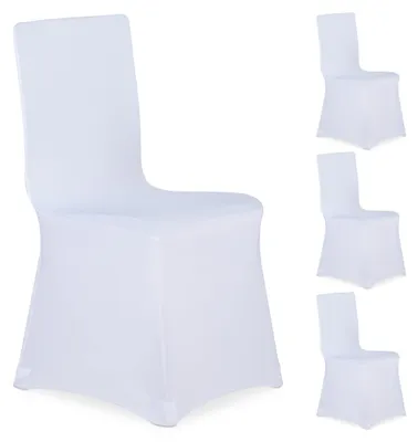 Produktbild von Stuhlhussen, 4er-Set, universelle elastische Stuhlhussen, Dekoration für Bankettstühle, Hochzeiten und Partys, weiß