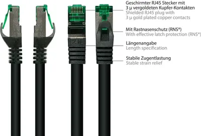 Obrázok produktu pre Alcasa 8062-H020S, 2 m, Cat6a, S/FTP (S-STP), RJ-45, RJ-45, Čierna