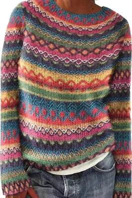 Produktbild von ASKSA Damen Pullover Elegant Rundhals Sweatshirt Casual Winterpullover mit Aufdruck Gestrickter Pullover Warme Bequem Langarm Mode Autumn Winter Oberteile,Rosenrot,L