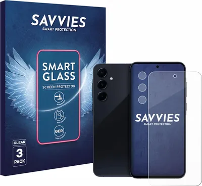 Produktbild von 3x Savvies Schutzglas Folie für Samsung Galaxy A55 5G (Display+Kamera) 9H Panzer Schutzfolie Glas Displayschutz klar transparent