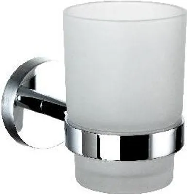 Obrázek produktu pro kielle Oudee - Sklenka na kartáčky a pastu s držákem, matné sklo/chrom 40002010