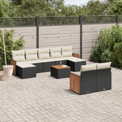 Produktbild von 10-tlg. Garten-Sofagarnitur mit Kissen Schwarz Poly Rattan 3260488
