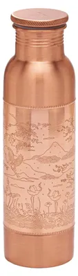 Kupferflasche 900 ml handgefertigt mit Paradiesgravur