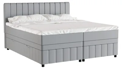 Produktbild von Boxspringbett Doppelbett 180x200, Hellgrau, AVALON, mit Bettkästen, mit Matratze, mit Topper, Panda Möbel