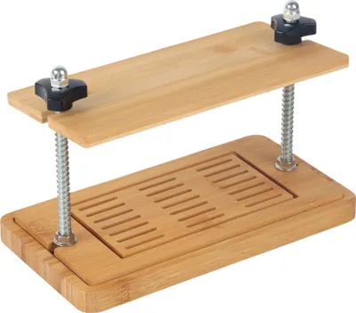 Obrázok produktu pre Lis na tofu Relaxdays, bambus, nerezová oceľ, VxŠxH: 17,5 x 25,5 x 14 cm, lisovacia forma vegánska, forma na tofu so zbernou miskou, prírodná farba