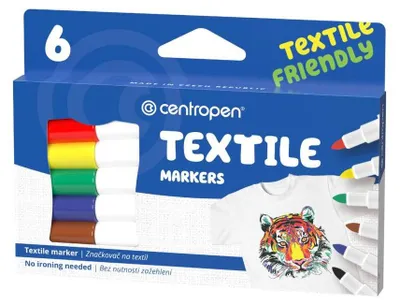 Productafbeelding van Textielmarker Centropen 2739 - set van 6 kleuren, sterke kwaliteit
