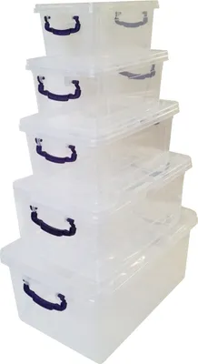 Obrázek produktu pro sada 5 průhledných boxů s víčky - průhledné - úložný box Univerzální box
