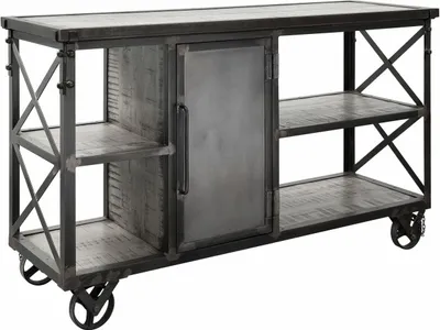 Produktbild von MASSIVMOEBEL24 Servierwagen Mango 137x46x82 grau lackiert HEAVY INDUSTRY #124
