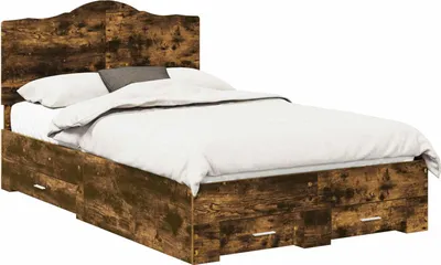 Immagine prodotto di vidaXL Struttura letto in rovere fumé 120 x 190 cm Materiale a base di legno