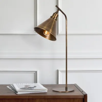Image de Opviq, lampe de table vintage avec structure en métal, 28 cm de diamètre, 50 cm de hauteur | Douille E27, 40 W max., câble de 200 cm | IP20, cuivre, design industriel pour des intérieurs élégants.