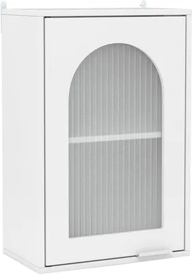 Produktbild von Badezimmerschrank mit verstellbaren Einlegeböden, Tür aus gehärtetem Glas, Metallgriff, Wandschrank für Hautpflegeprodukte, 35 x 20 x 52,5 cm, weiß