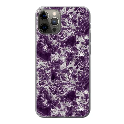Produktbild von MuchoWow® Handyhülle Schutzhülle Hülle für iPhone 12 Pro Marmor - Lila - Silber - Muster Silikon Softcase Handy Hülle - Abdeckung