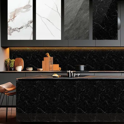 Obrázok produktu pre ISOISL nástenné panely, 120 × 60 cm, čierno-biely kompozitný materiál imitujúci mramor – sada 16 kusov