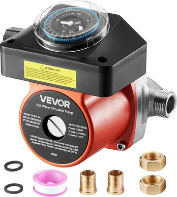 Image de VEVOR Pompe de circulation avec minuterie, 38 LPM Système de pompe de circulation avec circulation instantanée, 100 W AC 220-240 V, pompe de chauffage G3/4 pouce sur raccord G1/2 pouce, pour chauffe-eau, production d'eau chaude sanitaire