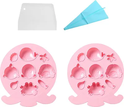 Produktbild von 2 Stück Silikonformen Der Tierserie Für Schokolade, Gummibonbons, Fischaffen-Silikon-Backformen, Eiswürfelform, Hochzeit, Festival, Partys Und Bastelarbeiten(Oktopus)
