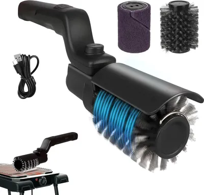 Produktbild von Elektrische Grillbürste - Kabellose Grillreinigungsbürste - Edelstahl-Bürstenkopf - Verstellbarer Winkel - 3 Reinigungsstufen - 90 min Laufzeit - Wasserdicht - Ohne Handschuhe