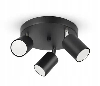 Obrázek produktu pro Luxolar - Led stropní svítidlo kovové otočné 3 plameny - Závěsné svítidlo černé GU10 15W - Stropní svítidlo do obývacího pokoje, černý kov