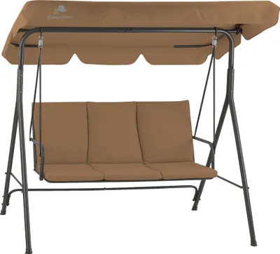 Produktbild von HinHocker Hollywoodschaukel 3-Sitzer mit Sonnendach, Braun, bis 250 kg belastbar, Gartenschaukel