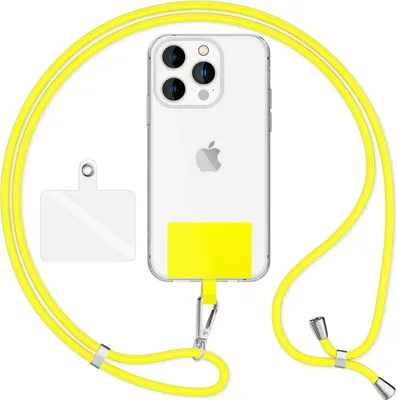 Produktbild von HoldMe Air Edition - Universal Lanyard mit 2 Pads & Karabinerhaken (silber) - 160cm Handyband zum Umhängen - Gelb