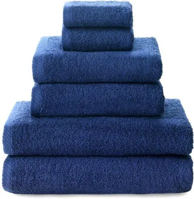 Produktbild von Unyqoos® 6‑teiliges Handtuch-Set, 100% Baumwolle, marineblau – weiche, saugfähige Hand-, Gesichts- und Badetücher für den Alltag