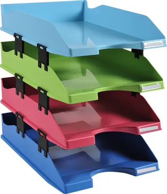 Produktbild von Exacompta 1131928SETD Exacompta, Set mit 4 Briefablagen COMBO MIDI, klimaneutrale Serie 1928 - Farben sortiert