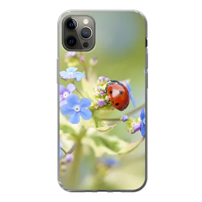 Produktbild von MuchoWow® Handyhülle Schutzhülle Hülle für iPhone 12 Pro Max Marienkäfer - Blume - Frühling Silikon Softcase Handy Hülle - Hartschale
